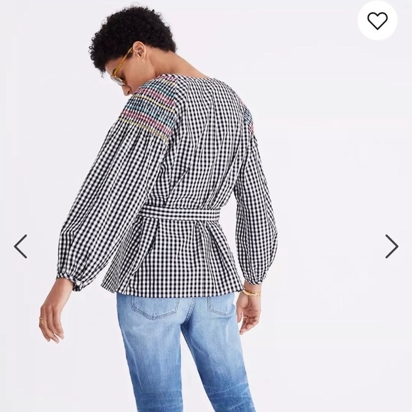 Madewell Smocked Gingham Top Size Small - Picture 4 of 16